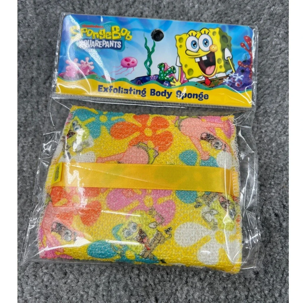 SpongeBob‎ SquarePants Kids Bath Set Bundle Spa Headband Sponge Shower Cap NWT